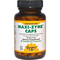 Пробиотики Country Life Мульти-ферментная добавка, Maxi-Zyme Caps, 60 вегетарианских (CLF5426) - Топ Продаж!