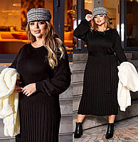 Вязаное женское платье миди 022-2 Чёрный