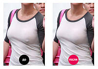 Багаторазові силіконові наклейки на груди бежеві 1 пара (2шт). Коригувальні наклейки тілесні на соски, фото 4