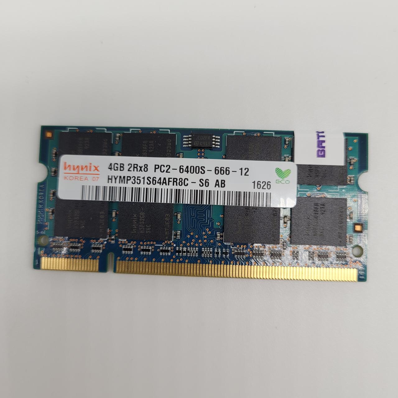 Оперативна пам'ять для ноутбука Hynix SODIMM DDR2 4Gb 800MHz 6400s CL6 (HYMP351S64AFR8C-S6 AB) Новий