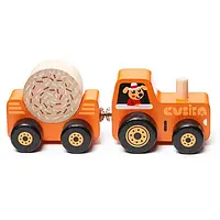 Деревянная машинка каталка для детей Cubika "Трактор с прицепом" на магнитах