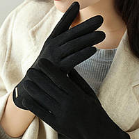 Женские,стильные,осенние, весенние перчатки с сенсором для телефона. Черные женские перчатки. Сенсорные