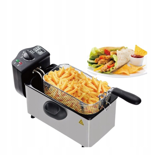 Електрофритюрниця Royalty Line EFT-2000L – 3 л, 2000 Вт, сталь, фото 1