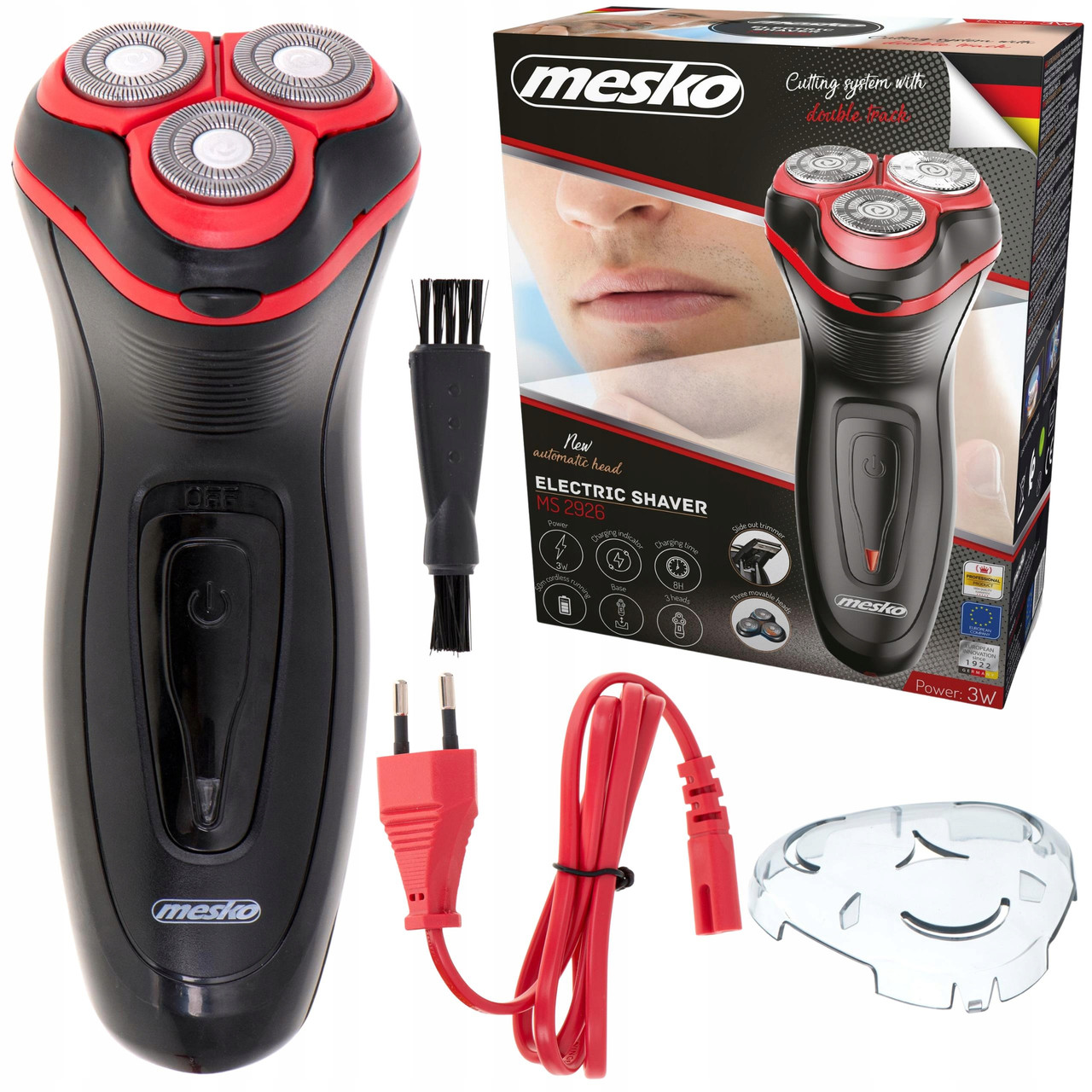 Електробритва чоловіча Mesko MS 2926 – 3 головки, триммер, бездротова, фото 1