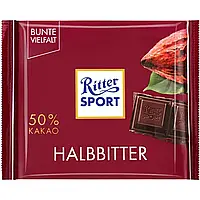 Темный шоколад Ritter Sport Halbbitter 50% какао 100 г Германия