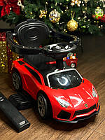 Детская каталка-толокар машинка LB 404 Joy музыкальный руль, багажник, красный