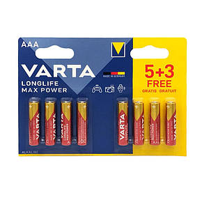 Батарейки AAA (LR03) Varta Longlife Max Power Alkaline (8шт.)