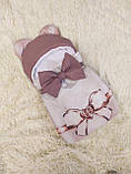 Теплий комплект для новонароджених дівчаток, принт бант, фото 2