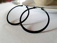 Медсталь Круглые серьги кольца конго в черном цвете из нержавеющей стали