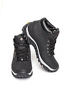 Чоловічі зимові ботинки Clubshoes натуральна шкіра та хутро, водонепроникні чорні зі шнурівкою R1чер
