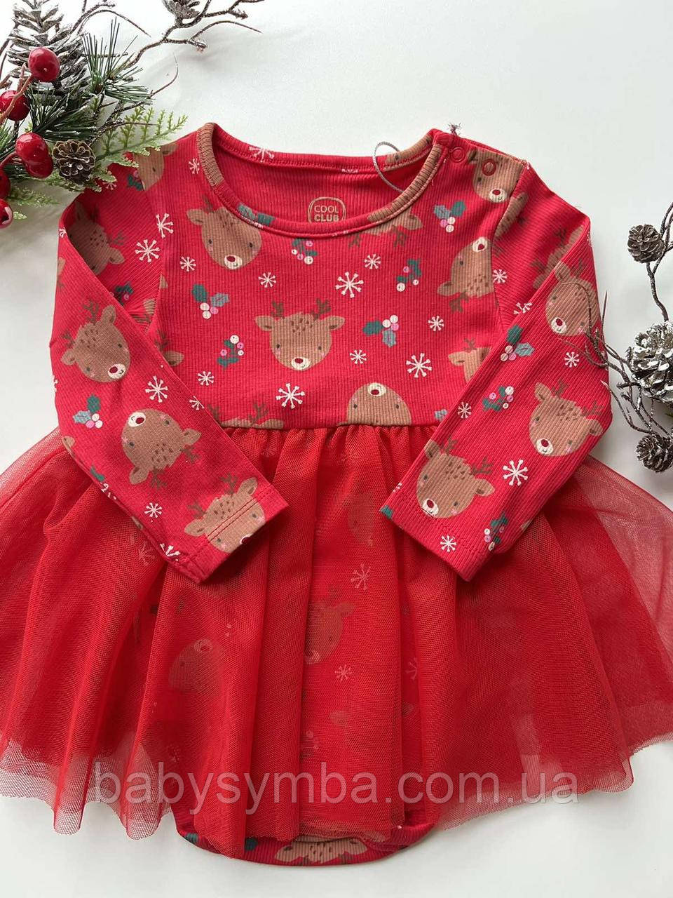 Новорічна дитяча сукня-боді червоного кольору від Cool&Club