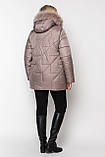 Жіноча зимова куртка Li-169 бежевого кольору в розмірах 48-62, фото 6