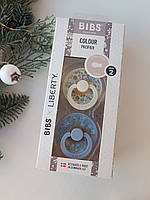 Пустышка Bibs Liberty Colour Latex Round(кругла)Camomile Lawn Baby Blue/Ivory Mix(2 в упаковці) - 6-18 місяців