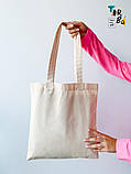 Торба шопер сумка світла щільна котонова з подовженою ручкою без друку Розмір: 35cм х 38см, фото 3