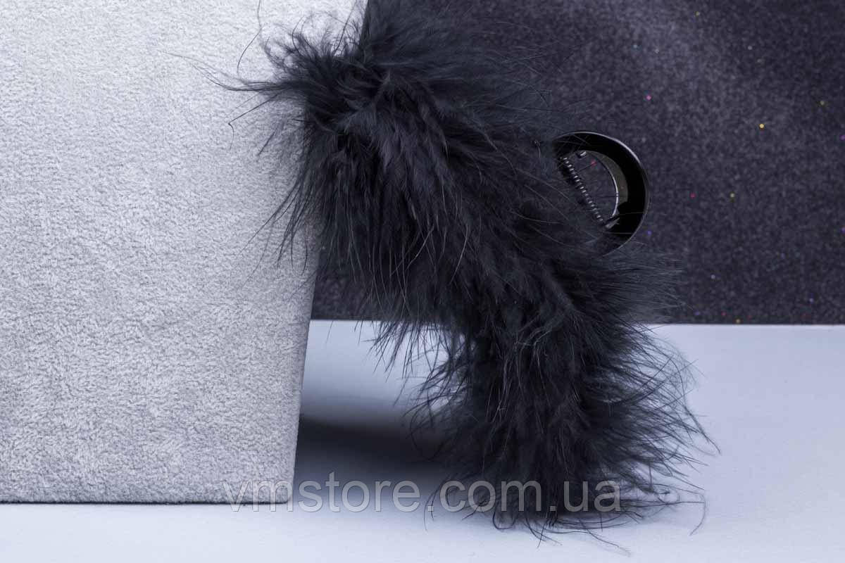 Розкішний крабік для волосся, металевий зі страусовим пір'ям, фото 1