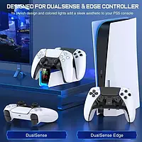 Станція для PlayStation 5 PS5 DualSense на 2 геймпади з LED RGB підсвічуванням Білий