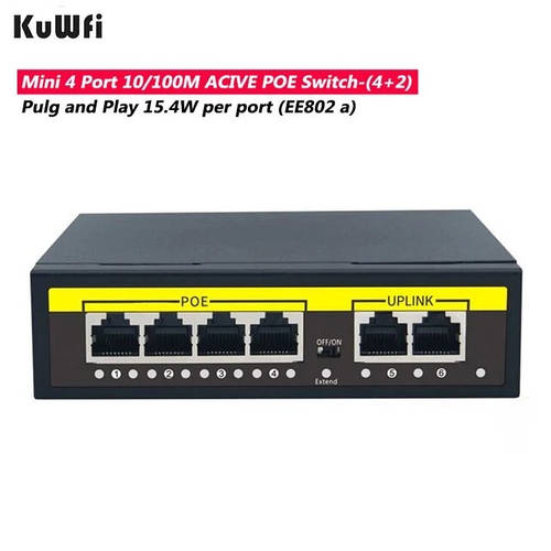 PoE коммутатор свитч 4 порта 100mbps + 2 порта Uplink (ID#2055292389 ...