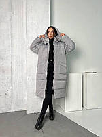 Женское зимнее стеганое пальто со съемным капюшоном рамеры 42-48