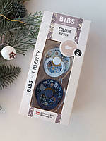 Пустушка Bibs Liberty Colour Latex Round(кругла)Camomile Lawn Baby Blue/Steel Blue(2 вупаковці) - 6-18 місяців