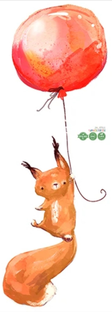 Наклейка на стіну в дитячу Білочка на повітряній кульці (лист 35 х 90 см) Б194-33
