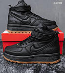 Чоловічі зимові кросівки Nike Lunar Winter (чорні з жовтогарячим) високі повсякденні кроси KS 1923 Найк топ, фото 5