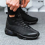 Чоловічі кросівки Nike Air Max 95 Sneakerboot (чорні) модні повсякденні високі кроси KS 750 Найк топ, фото 2