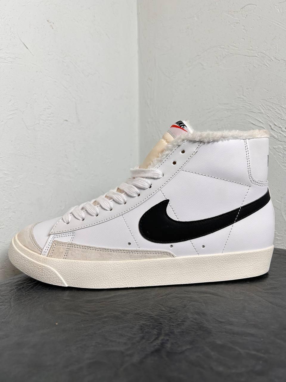 Чоловічі зимові кеди Nike Blazer Mid 77 Vintage White Winter Fur (білі) високі повсякденні D464 Найк топ, фото 1