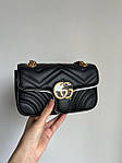 Жіноча сумка Gucci Marmont Mini Shoulder Bag, Gold Hardware (чорна) розкішна зручна сумочка KIS99160 топ, фото 2
