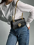 Жіноча сумка Gucci Marmont Mini Shoulder Bag, Gold Hardware (чорна) розкішна зручна сумочка KIS99160 топ, фото 8