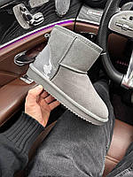 Женские стильные угги Ugg Mini Grey Suede (серые) модная зимняя обувь 5860-19 Угги топ
