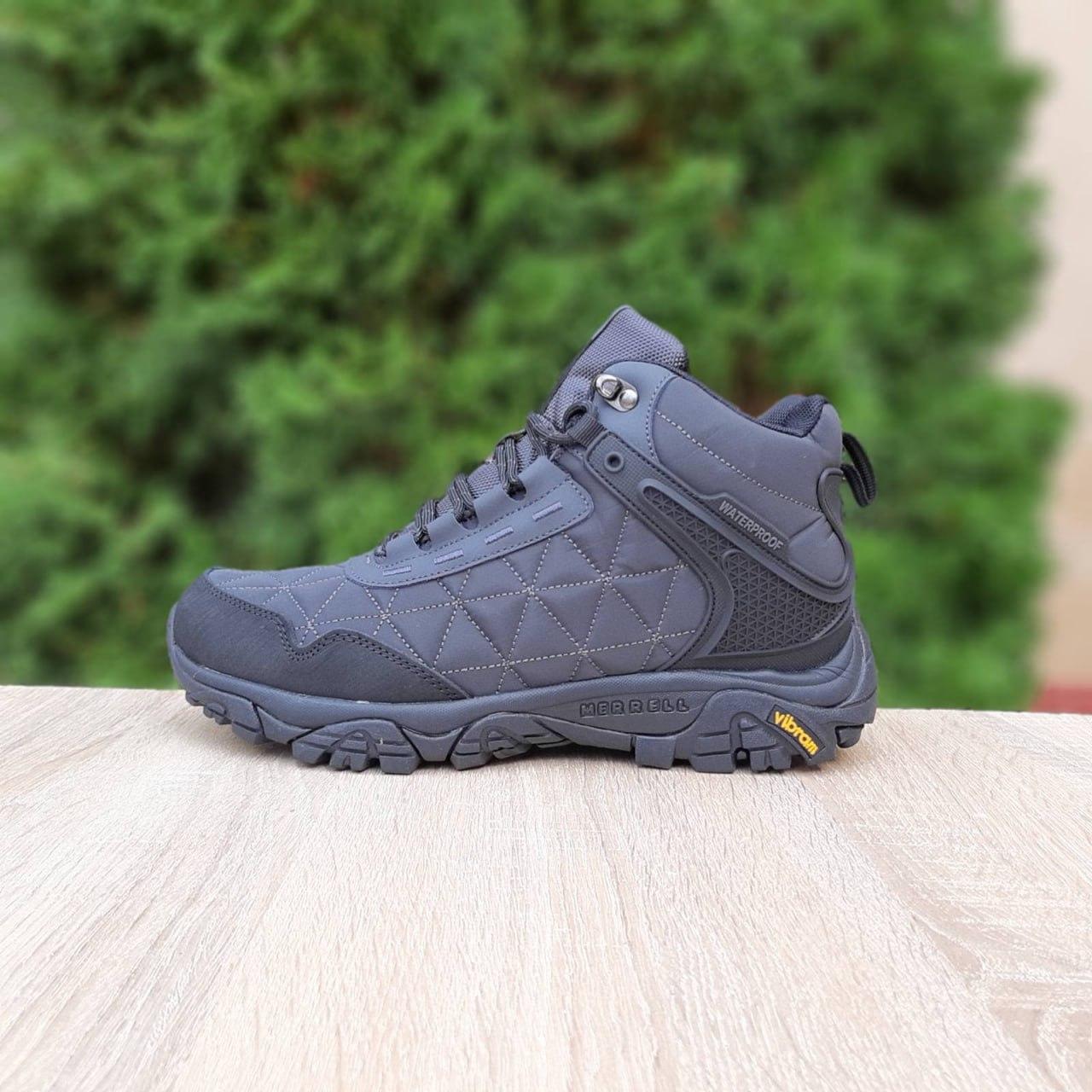 Чоловічі зимові кросівки Merrell Tracking (темно-сірі) модні високі кросівки 4082 Мерелл топ, фото 1