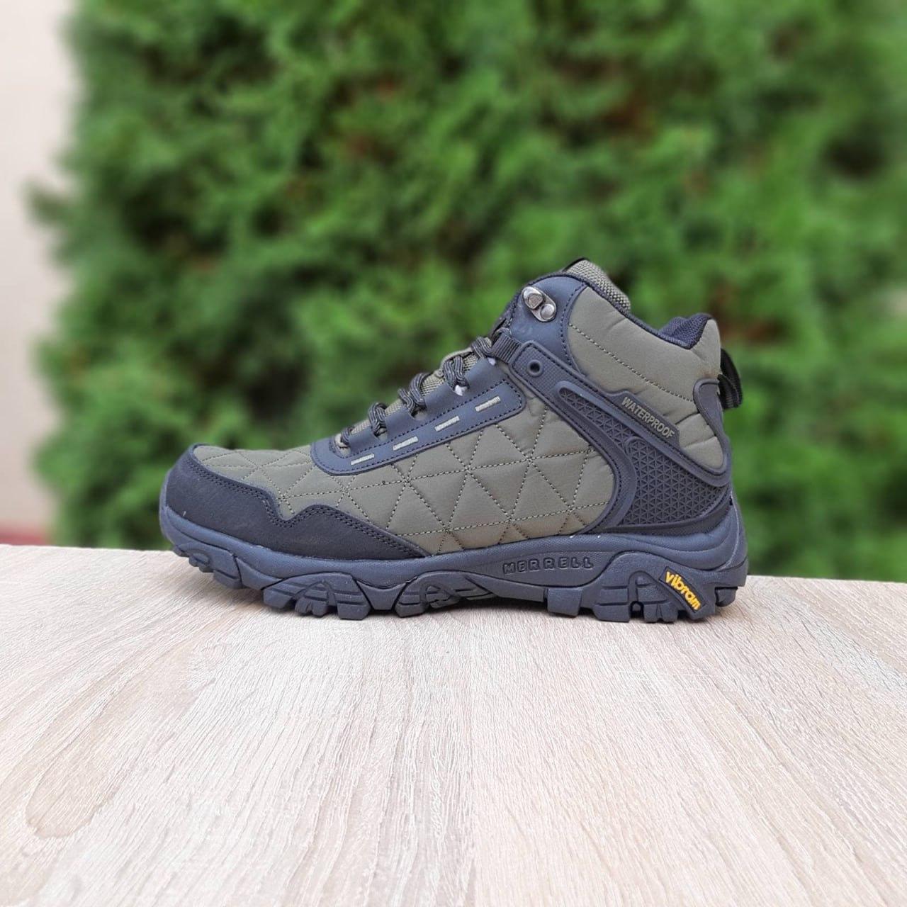 Чоловічі зимові кросівки Merrell Tracking (зелені) модні високі кросівки 4083 Меррелл топ, фото 1