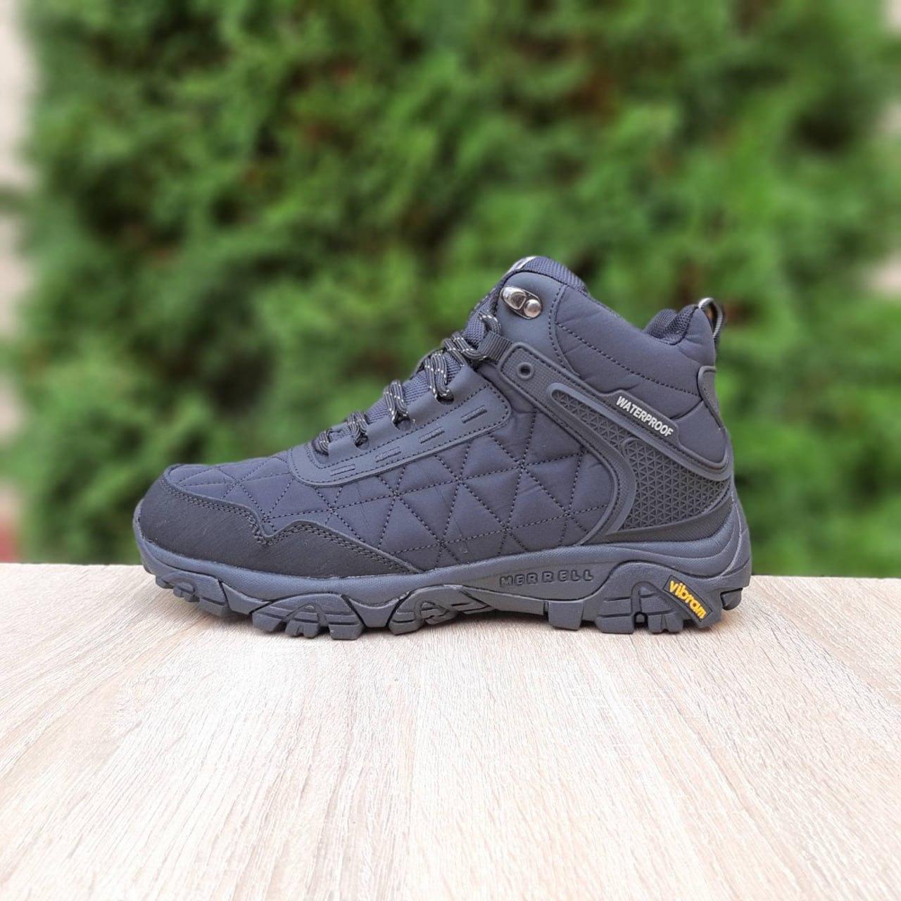 Чоловічі зимові кросівки Merrell Tracking (чорно-білі) модні високі кросівки 4085 Мерелл топ, фото 1