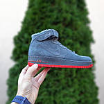 Чоловічі зимові кросівки Nike Air Force 1 (сірі) високі стильні кросівки 4036 Найк топ, фото 3