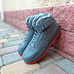 Чоловічі зимові кросівки Nike Air Force 1 (сірі) високі стильні кросівки 4036 Найк топ, фото 6