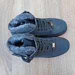 Чоловічі зимові кросівки Nike Air Force 1 (сірі) високі стильні кросівки 4036 Найк топ, фото 9