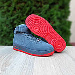 Чоловічі зимові кросівки Nike Air Force 1 (сірі) високі стильні кросівки 4036 Найк топ, фото 10