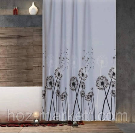 Тканинна шторка для душу Тропік 180 х 200 см Туреччина кульбаба, фото 1