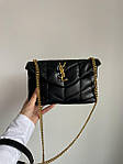Жіноча сумка Yves Saint Laurent Puffer Small in Nappa Leather Gold Chain (чорна) модна сумочка KIS9918 топ, фото 2