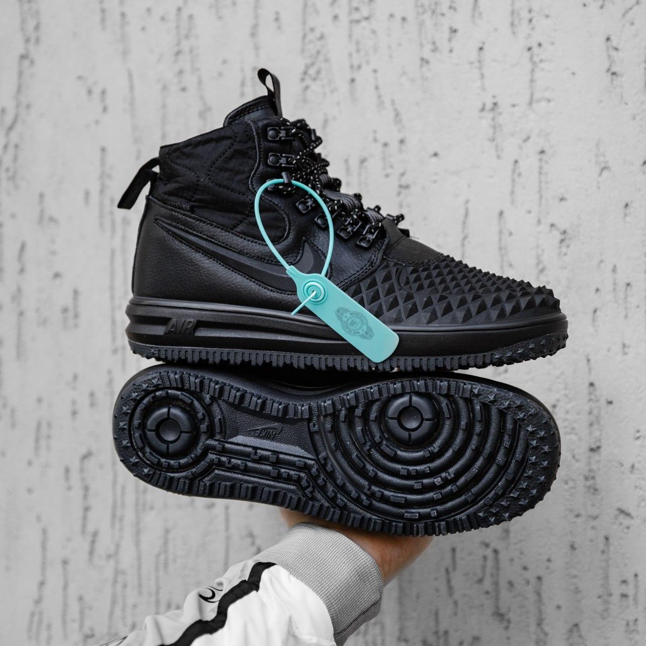 Чоловічі зимові кросівки Nike Lunar Force Duckboot (чорні) високі стильні кросівки 2533 Найк топ, фото 1