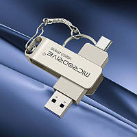 Флешка 64 гб 2в1 Type-C / USB для телефона и компьютера / макбука MicroDrive silver