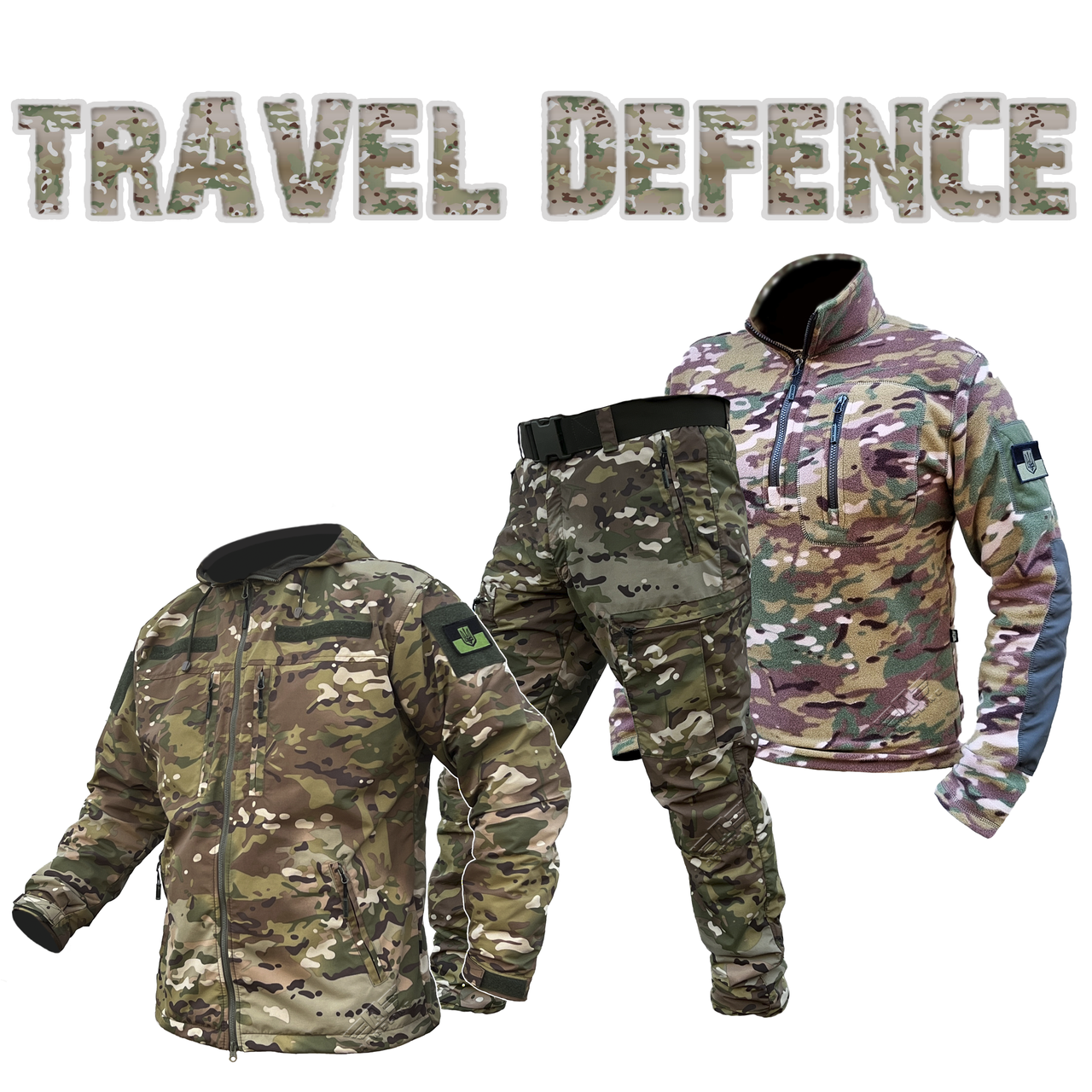 Комплект мілітарі "TRAVEL DEFENCE" 3 в 1 MULTICAM (Таслан + Мікрофліс)