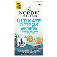 Nordic Naturals, Ultimate Omega Junior, для дітей віком від 6 до 12 років, полуниця, 680 мг, 90 капсул (340 мг в одній капсулі)