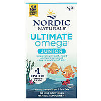 Nordic Naturals, Ultimate Omega Junior, для детей от 6 до 12 лет, со вкусом клубники, 680 мг, 90 мини-капсул