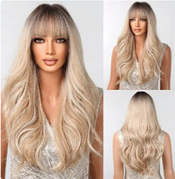 Перука з щелепою довге волосся русявий