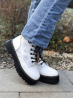 Женские зимние ботинки Dr. Martens x LV Jadon White (белые) высокие повседневные ботинки арт6470 Др Мартинс