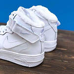 Чоловічі зимові кросівки Nike Air Force 1 High White Fur (білі) високі стильні кросівки 6972 Найк топ, фото 2