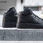 Чоловічі зимові кросівки Nike Air Force Hight (чорні) високі стильні кросівки KS 1333 Найк топ, фото 4