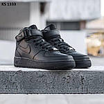 Чоловічі зимові кросівки Nike Air Force Hight (чорні) високі стильні кросівки KS 1333 Найк топ, фото 6