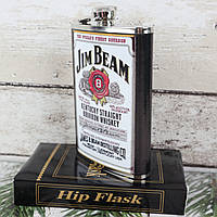 Фляга Jim Beam карманная металлическая черная стильная (Настоящие фото)